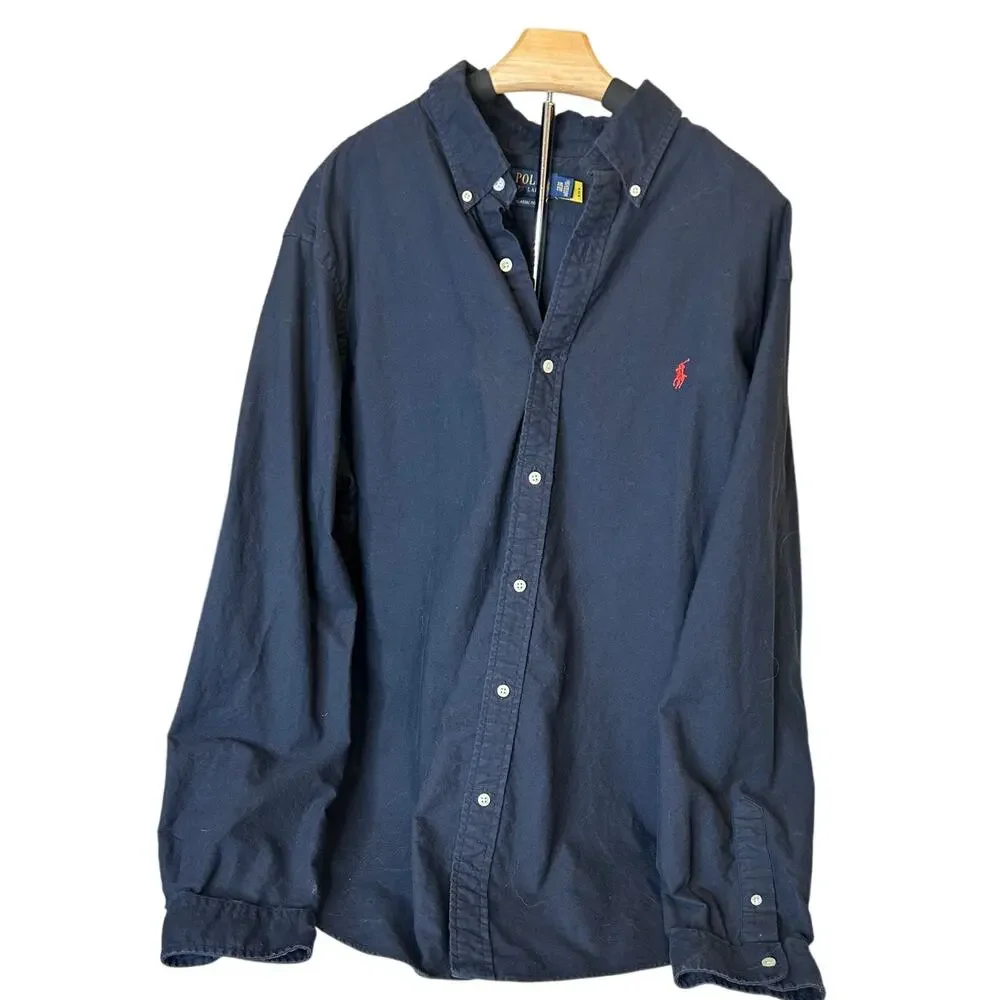 Vintage Polo Ralph Lauren Blake Navy long sleeve button down mens xxl